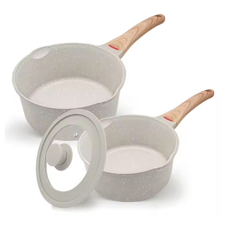 மினி சூப் பானை அன்ஸ்டிக் நீண்ட கை கொண்ட உலோக கலம் 1.5QT & 1.8QT சாஸ் பான் அமைக்கப்படுகிறது